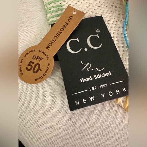 C.C New York UPF 50+ Panama Sun Hat Rainbow Stitched Brim Beach Resort Festival - Picture 3 of 10